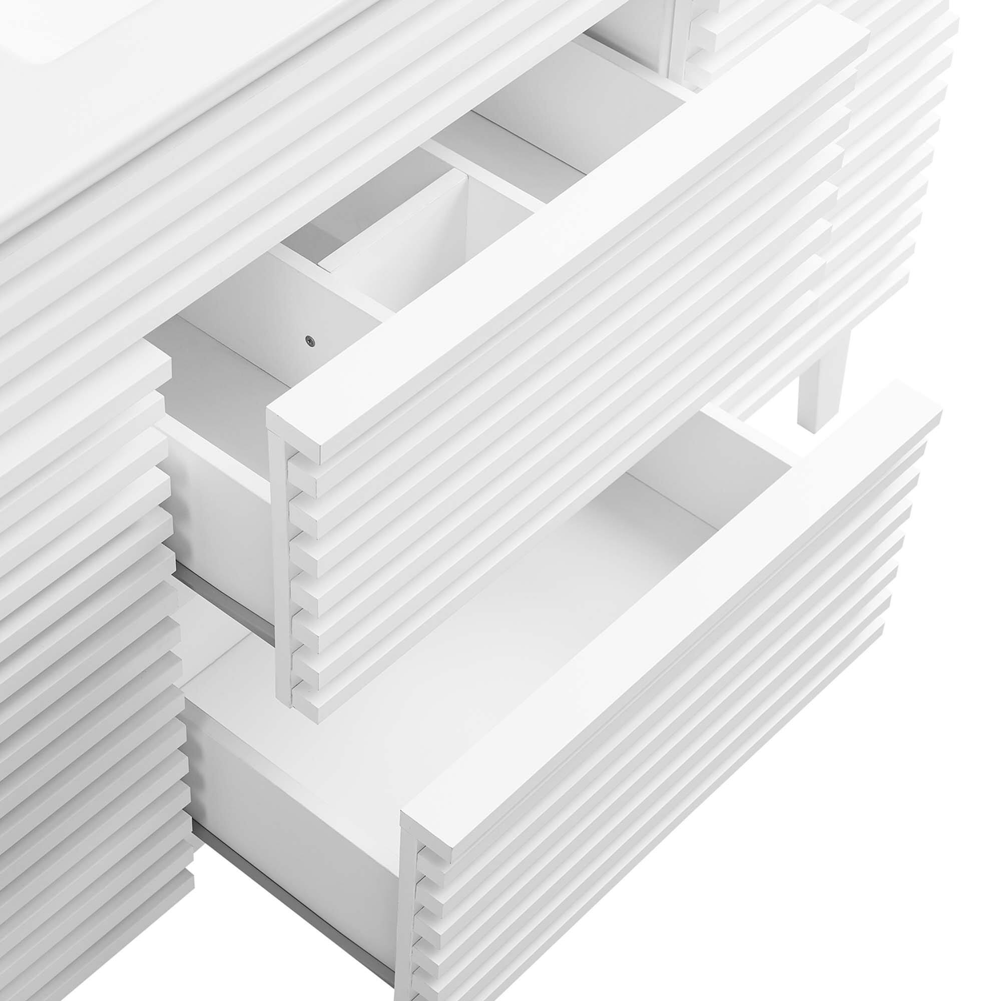 Alt View 6. Modway - Render 48" Bathroom Vanity with White Basin Included - White White.