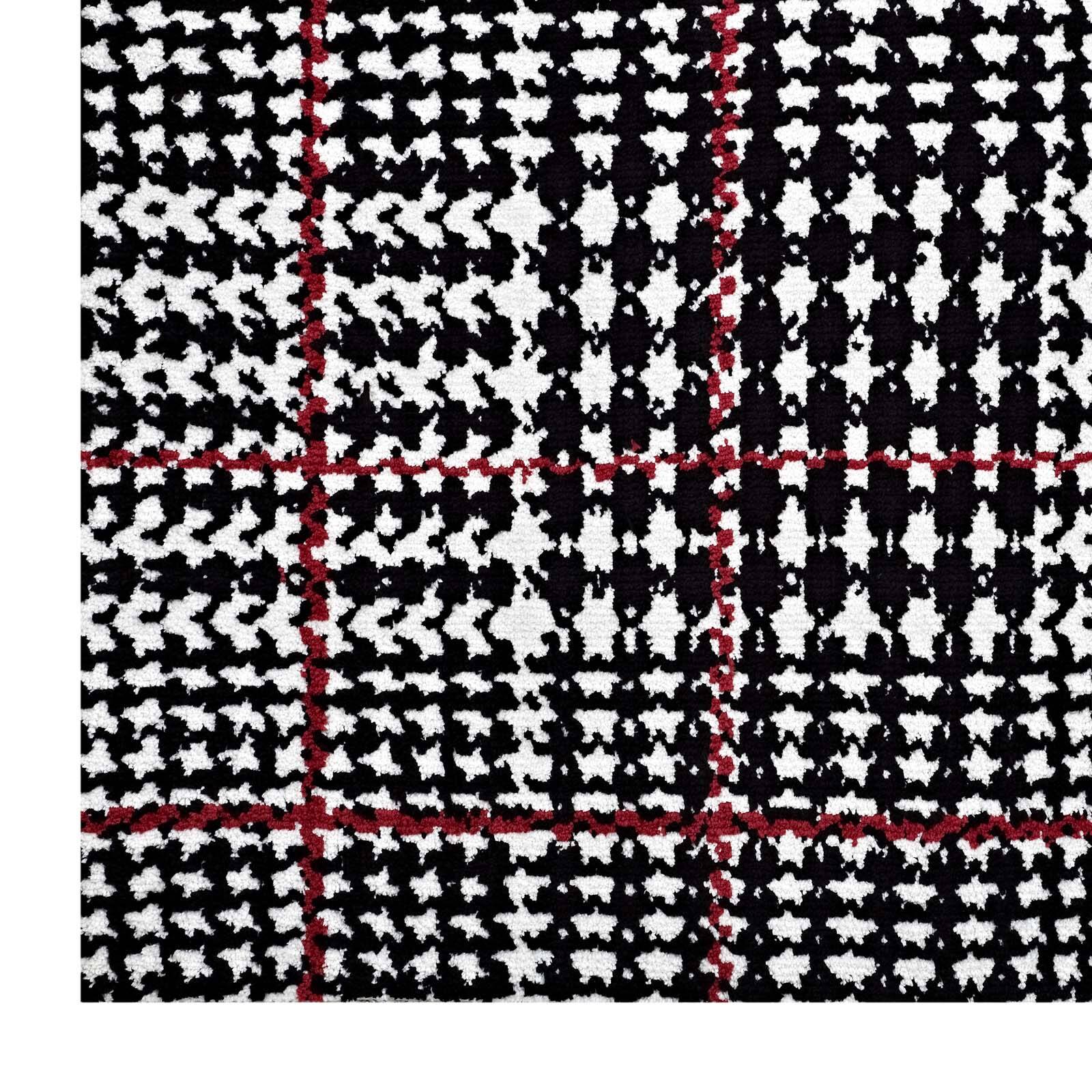 Alt View 2. Modway - Kaja Abstract Plaid Area Rug - Ivory Black and Red.