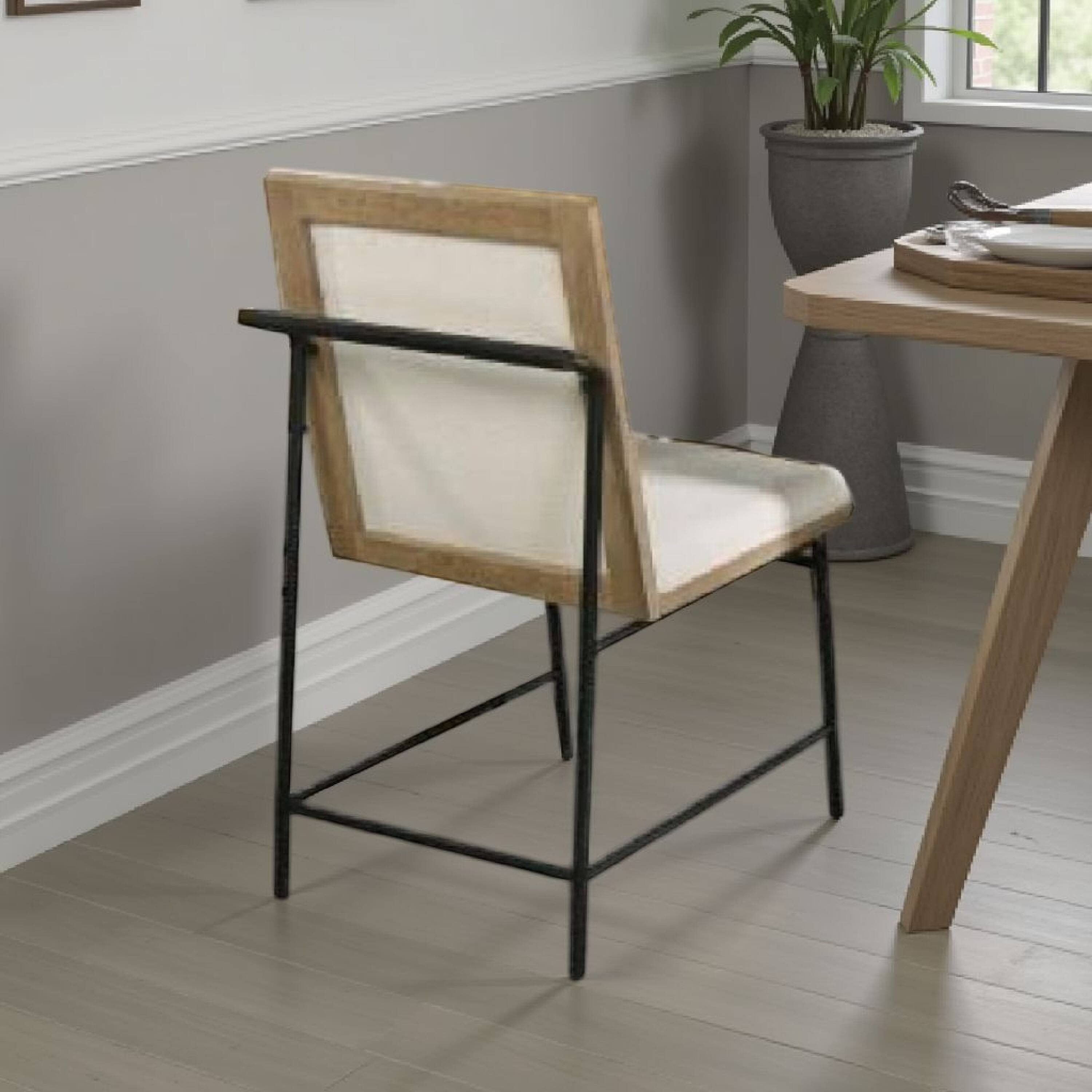 Alt View 5. Manhattan Lane - Edey Side Dining Chair Set of 2, Metal Legs, Oak Brown Rubberwood - Oak Brown, Beige, Black.