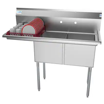 Front. Koolmore - 48 in. Two Compartment Stainless Steel Sink with 2 Drainboards, Bowl Size 15"x 15"x 12" SB151512-15L3. - Stainless Steel.