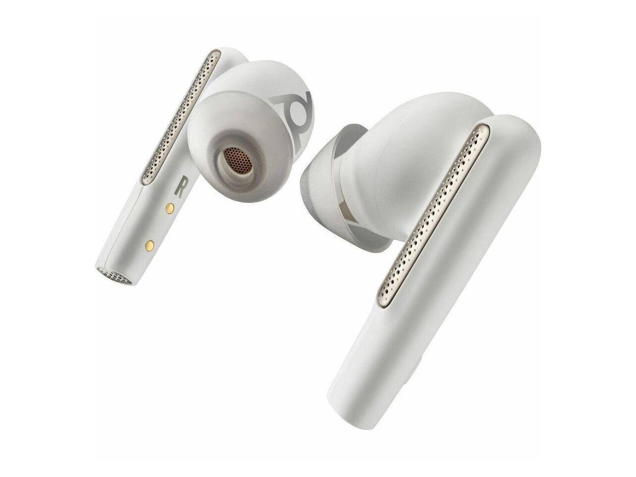 Alt View 3. HP - Poly True Wireless Earbuds - Stereo/Mono, Bluetooth, Noise Canceling, White Sand.