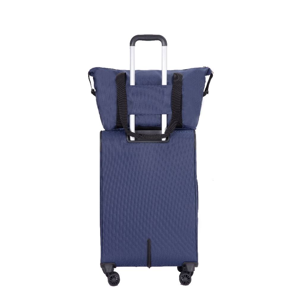 Angle. Ropilly - Ropilly 5 Piece Luggage Set Softshell Suitcase with Spinner Wheels Blue - Blue.