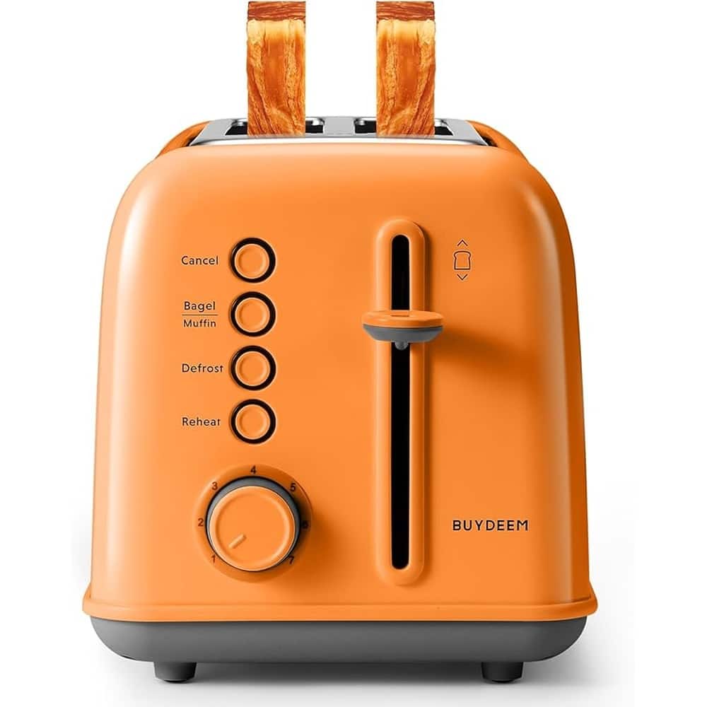 Buydeem - DT620 Retro 2-Slice Toaster, 1.4-in. Wide Slots & 7 Shade Settings - Orange