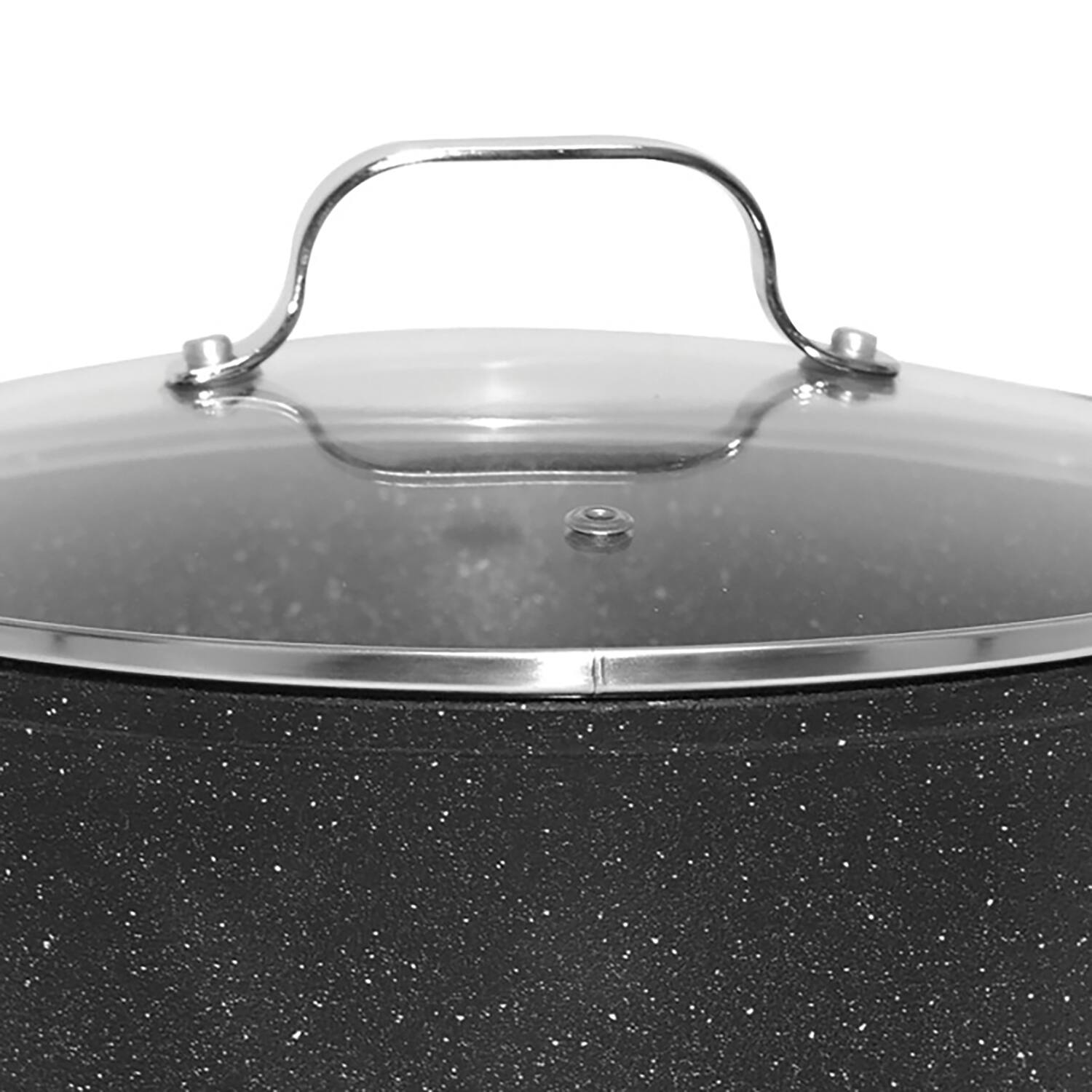 Angle. THE ROCK by Starfrit - The Rock By Starfrit 060317-002-0000 6-quart Stockpot/casserole With Glass Lid & Stainless Steel Handles - black.