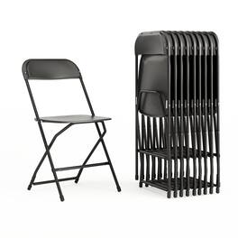 Emma + Oliver - Set of 10 Stackable Folding Plastic Chairs - 650 LB Weight Capacity - Black