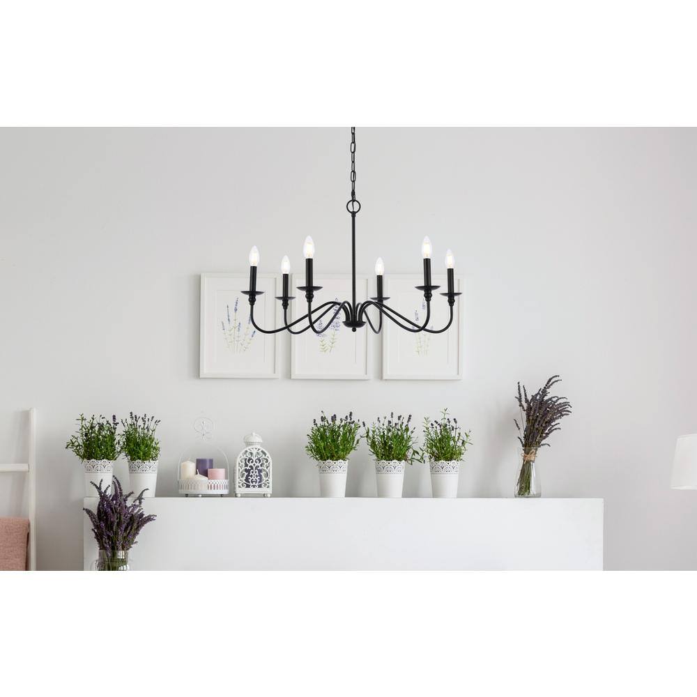 Alt View 2. Living District - Rohan 30 inch chandelier in matte black - Matte Black.