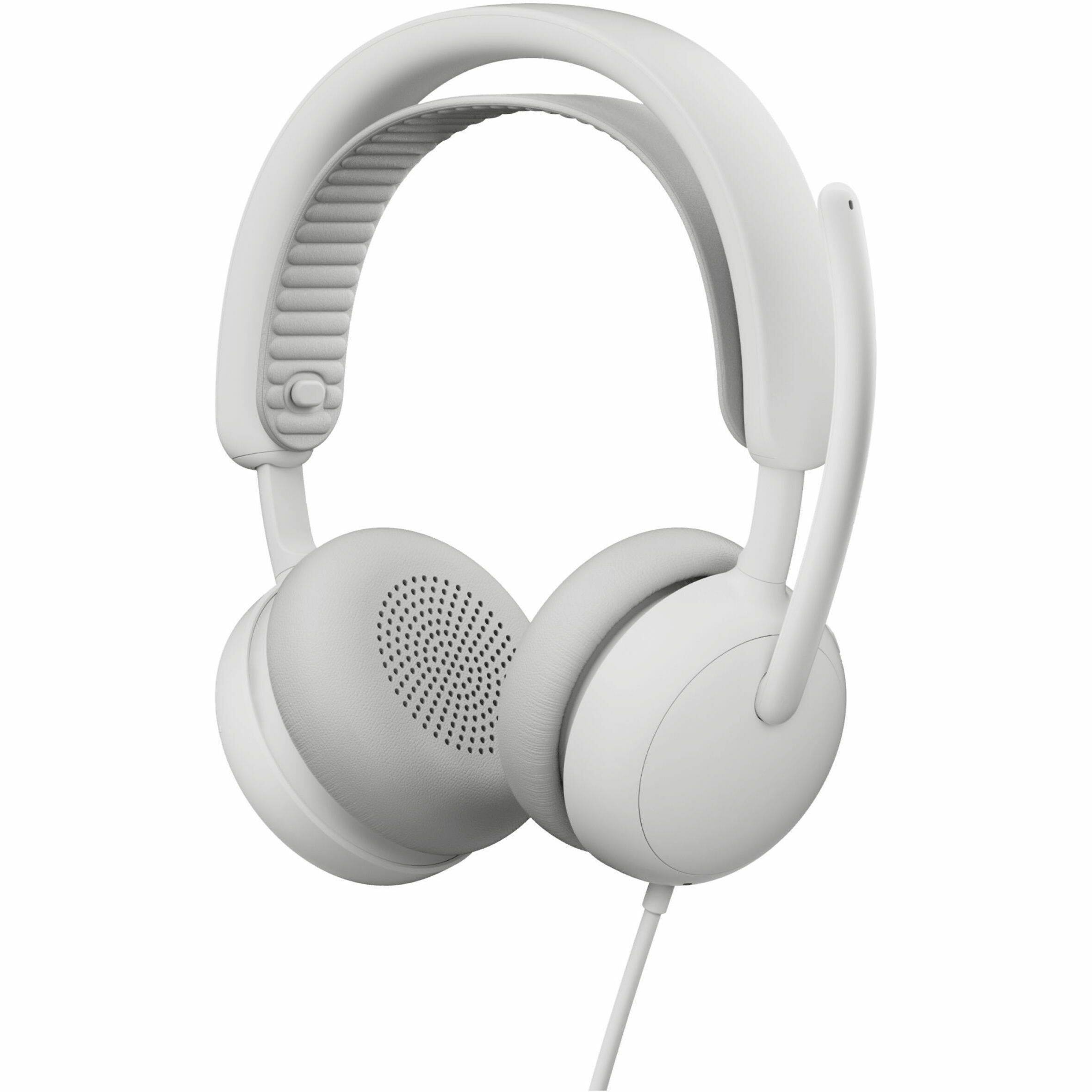 Alt View 1. Logitech - Logitech Zone Wired 2 - Noise-Canceling Headset with Adaptive Hybrid ANC, USB-C with USB-A adapter, Offwhite - USB Type - White.