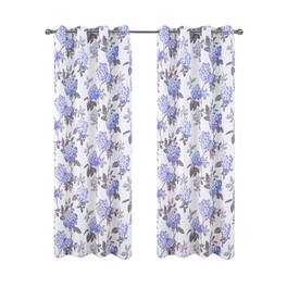 Olivia Gray - 100% Polyester 200 GSM Hydrangea Printed Blackout Grommet Curtain Panel 54" x 84" - Lilac
