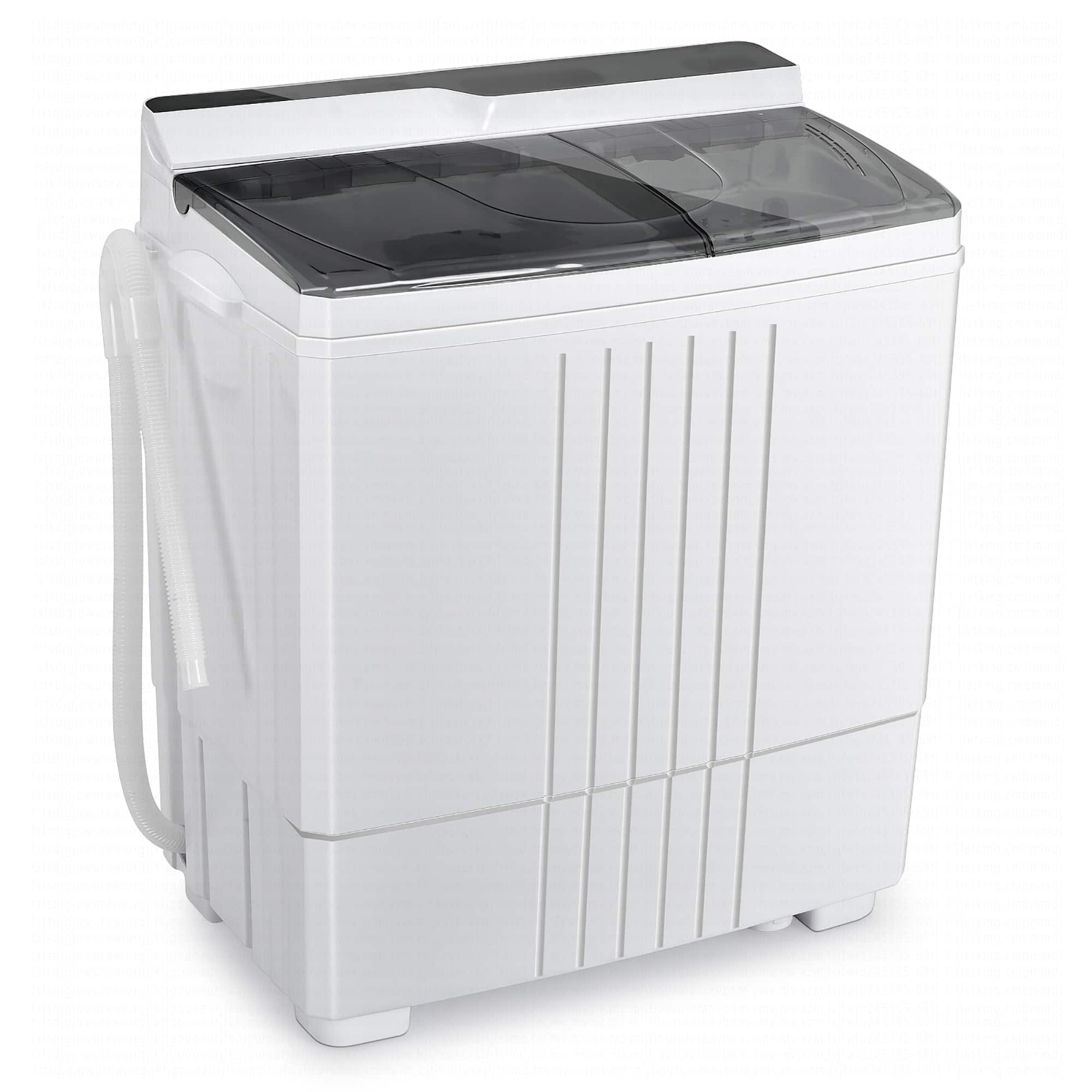 Front. Costway - 21 lb.Portable Compact Mini Twin Tub Washing Machine Drain Pump Spinner - Grey and White.