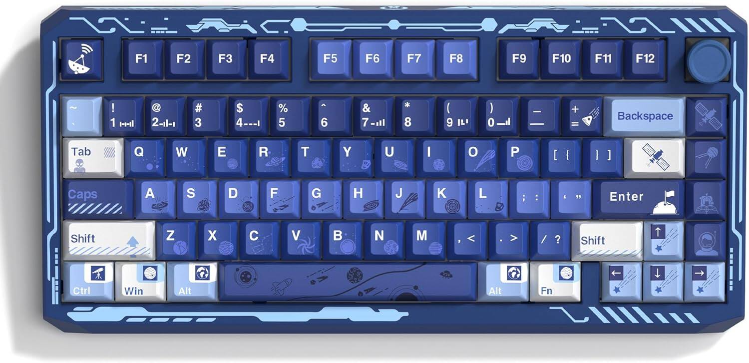 Womier - PBT Keycaps, Dye-Sublimation Cherry Profile for Most US Layout Cherry MX Switches Mechanical Keyboard - Dark Blue