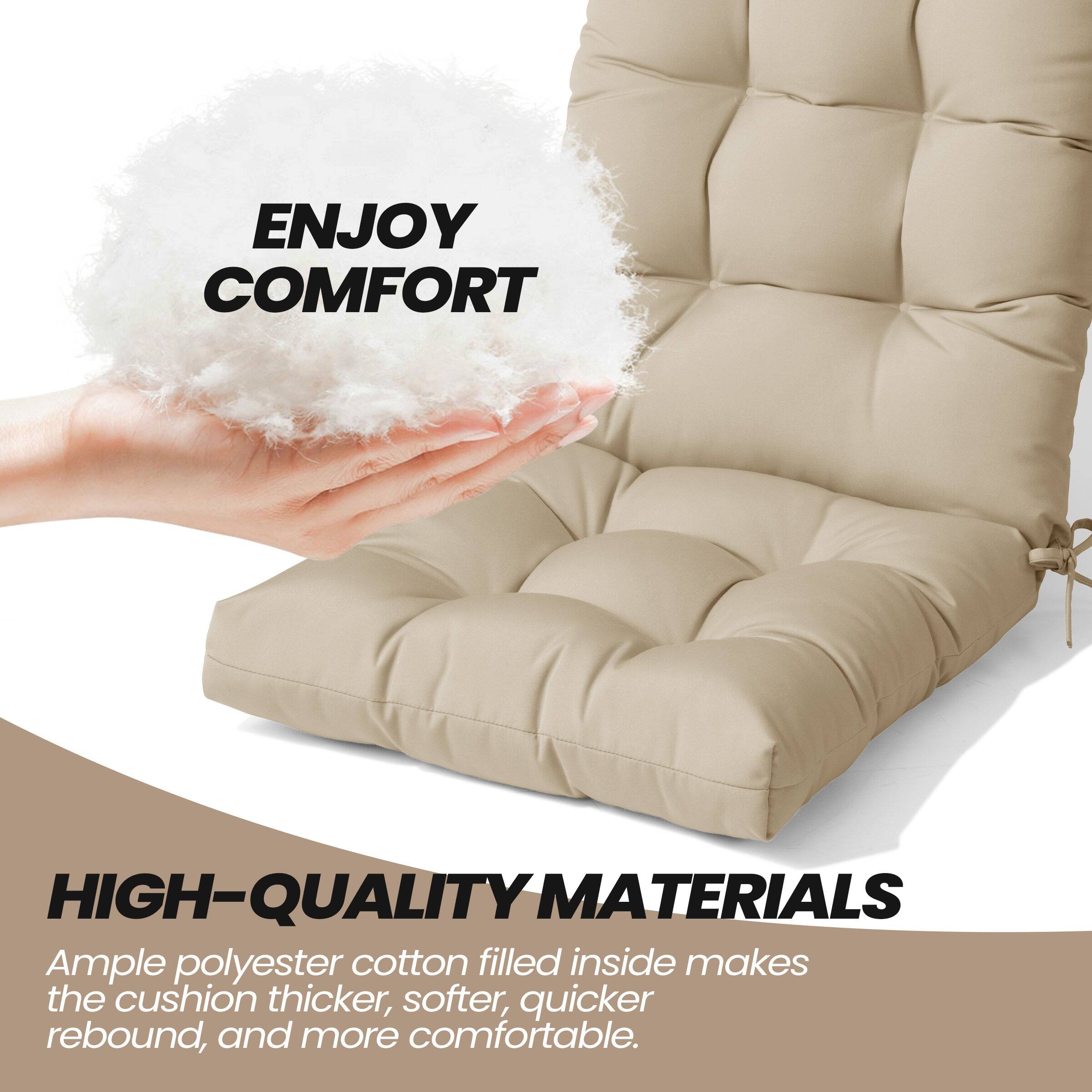 ENJOY COMFORT

HIGH-QUALITY MATERIALS

Ample polyester cotton filled inside makes the cushion thicker, softer, quicker rebound, and more comfortable.