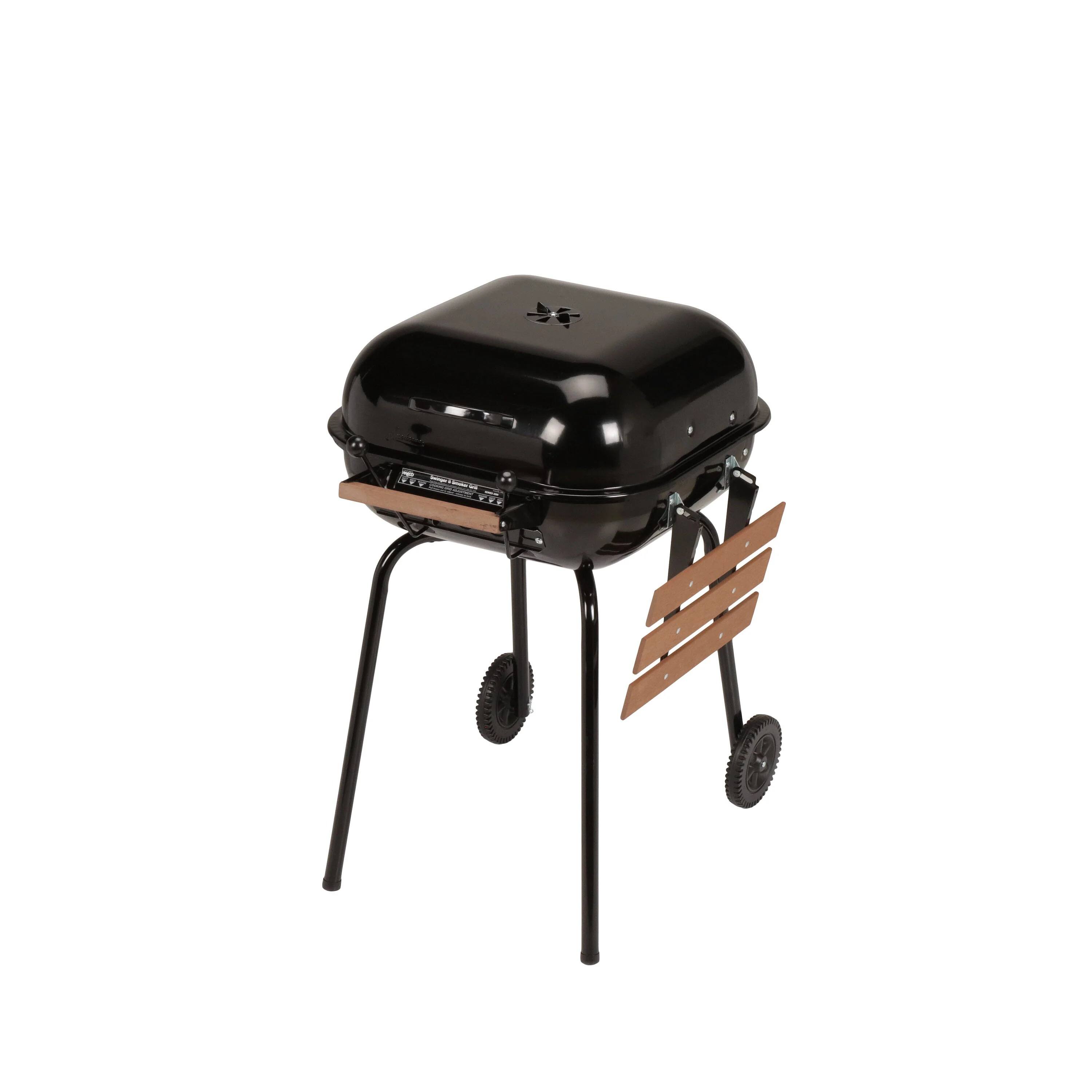Alt View 1. Americana Grills - Americana The Swinger Portable Charcoal BBQ Grill w/ One Side Table, Black.