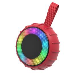 RCA - 5W Flame-101 Viper Mini Bluetooth Party Speaker, TWS, RGB Lights, USB/microSD/Aux, FM Radio - Red