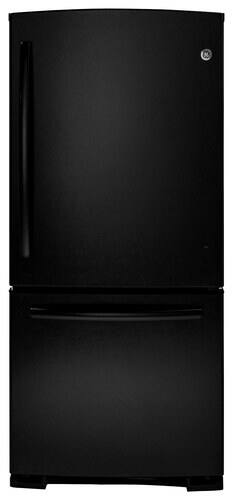 Front Standard. GE - 20.2 Cu. Ft. Bottom-Freezer Refrigerator - Black.