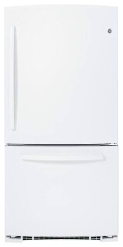 Front Standard. GE - 23.1 Cu. Ft. Bottom-Freezer Refrigerator - White.