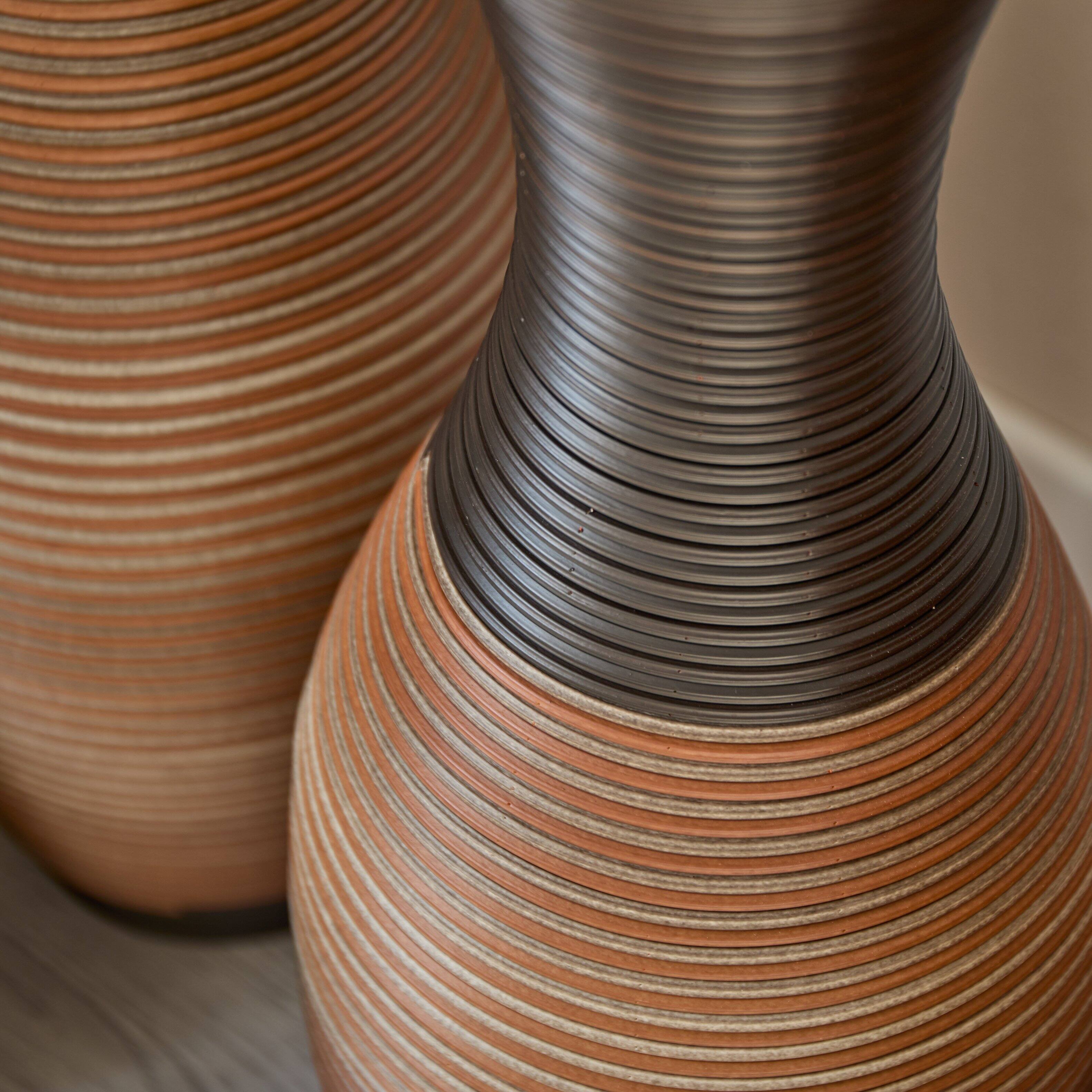 Alt View 1. Anysun - Set of 3 Designer Floor Vases - Artificial Rattan Brown Large Vases for Living Room & Corridor Decor - Brown Gray.