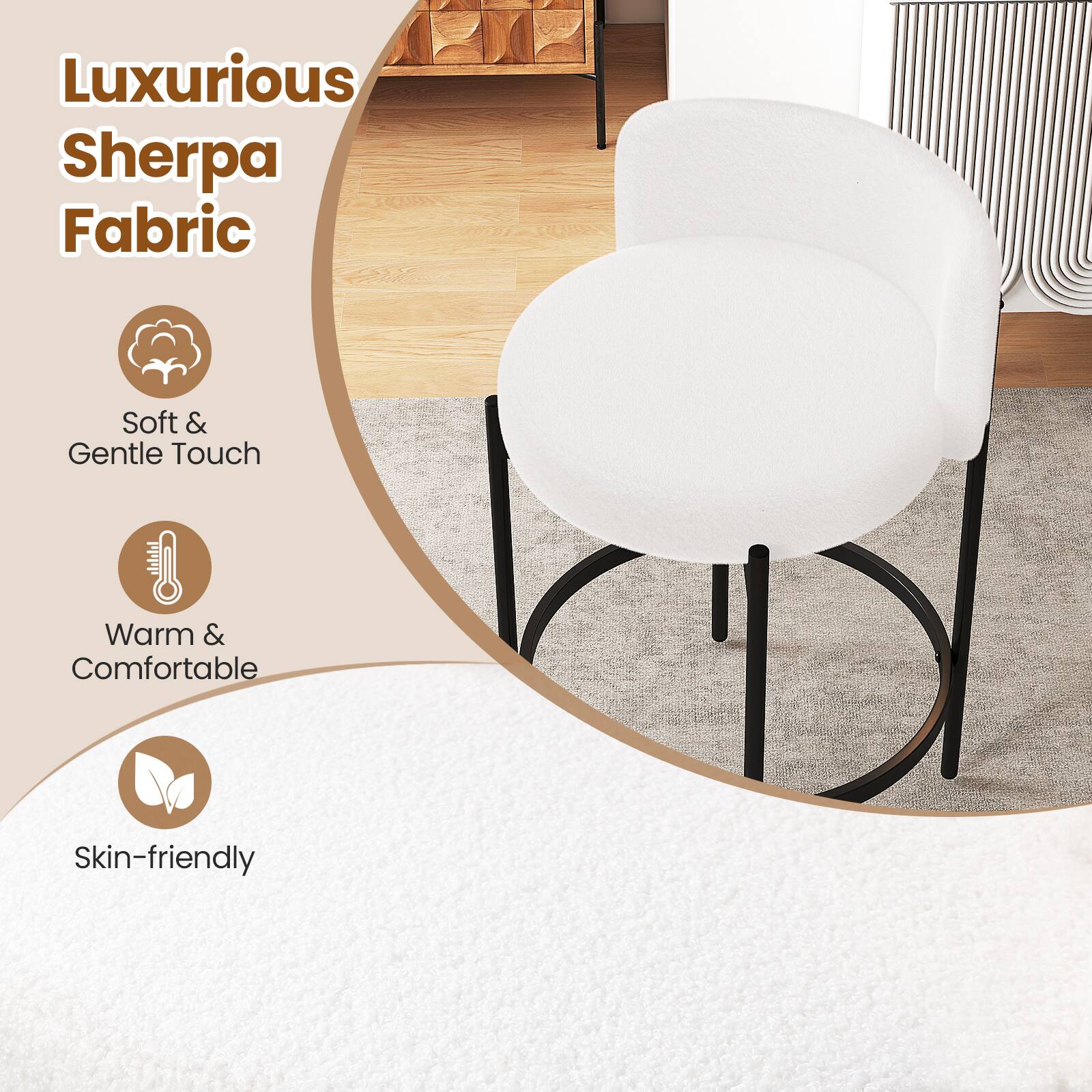 Luxurious Sherpa Fabric

- Soft & Gentle Touch
- Warm & Comfortable
- Skin-friendly