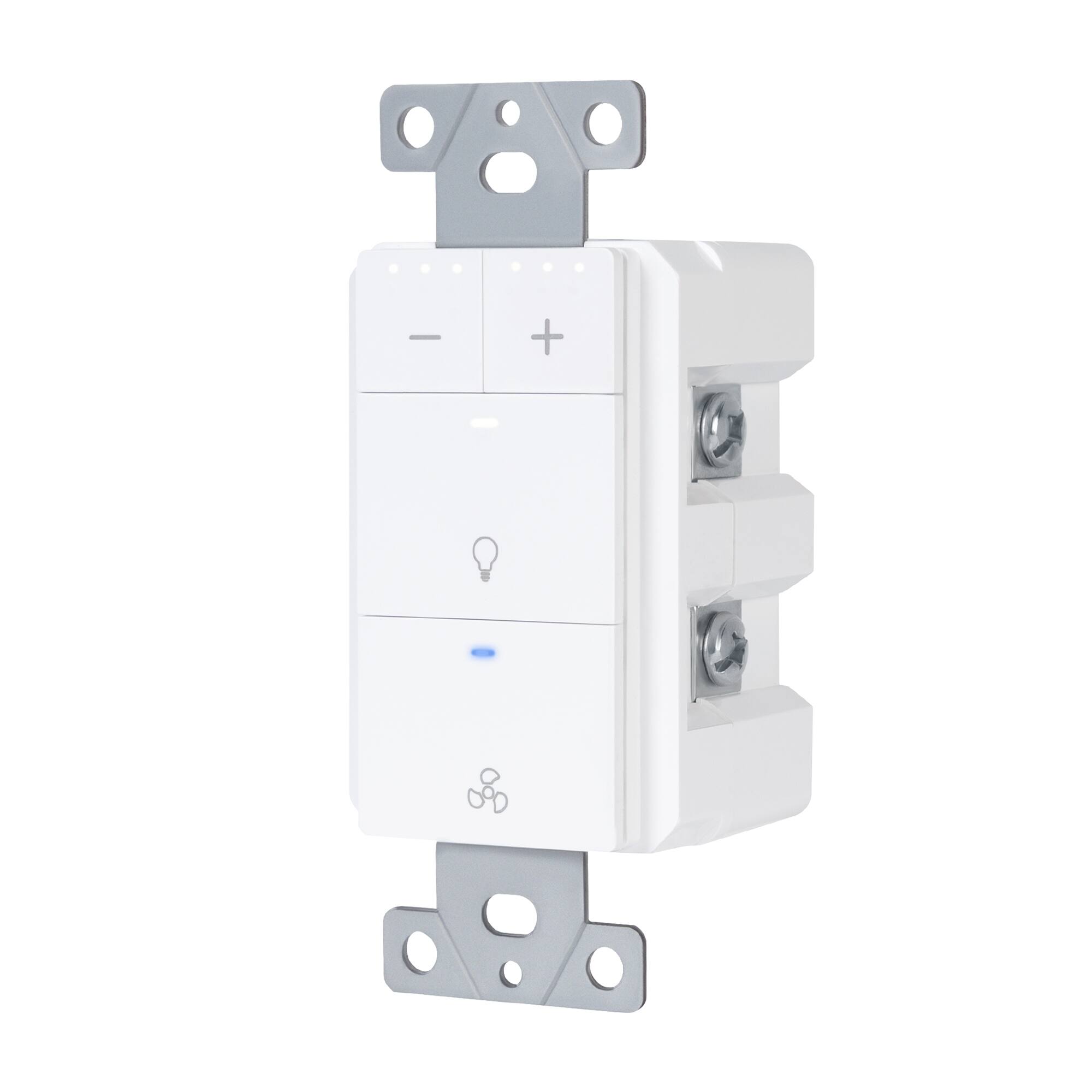 Front. Akicon - Akicon Single Pole LED Dimmer Switch with Motion-Activated Wall Plate for Bathroom Exhaust Fan in White - White.