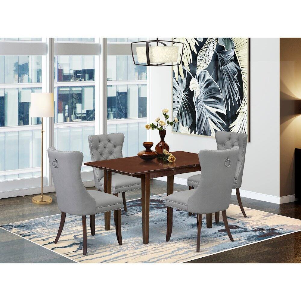 Alt View 9. East West Furniture - 5 Piece Kitchen Table Set Contains a Rectangle Dining Table with Butterfly Leaf - Red.