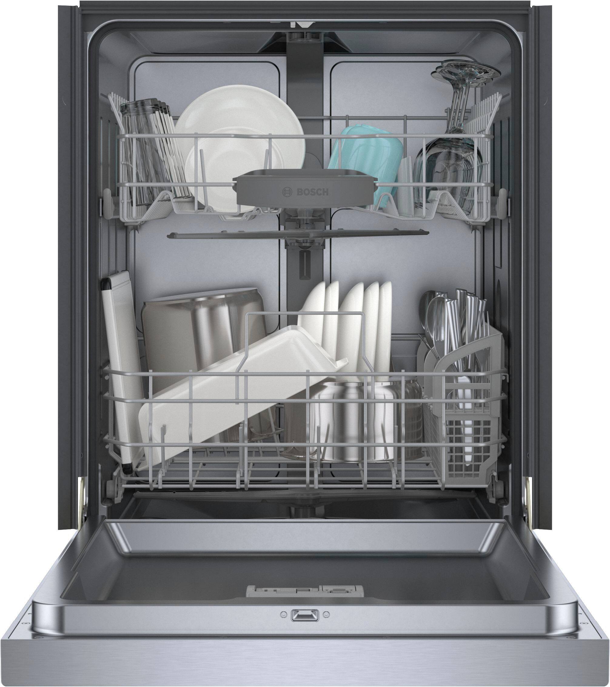 Alt View 4. Bosch - 100 Series 24" Front Control Smart Built-In Stainless Steel Tub Dishwasher with PrecisionWash, 48 dBA - Stainless steel.