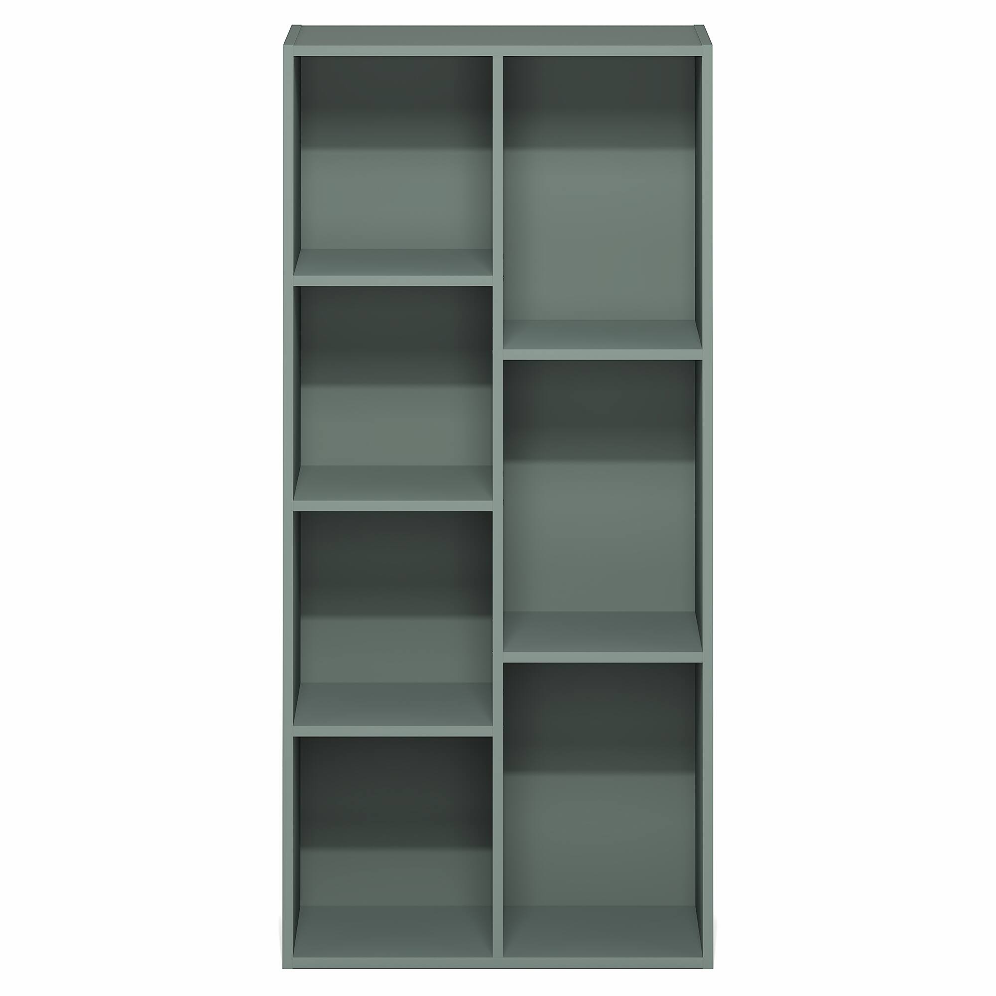 Alt View 7. Furinno - LUDER Book Shelf, 7-Cube Bookshelf, Bookcase, 9.4" x 19.5" x 41.7", for Living Room, Bedroom, Home Office - Sage Green.