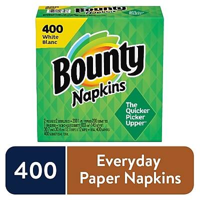 Bounty Napkins  
400 White Blanc  
The Quicker Picker Upper  
2 Rolls of 200 Napkins = 400 Napkins  
Everyday Paper Napkins
