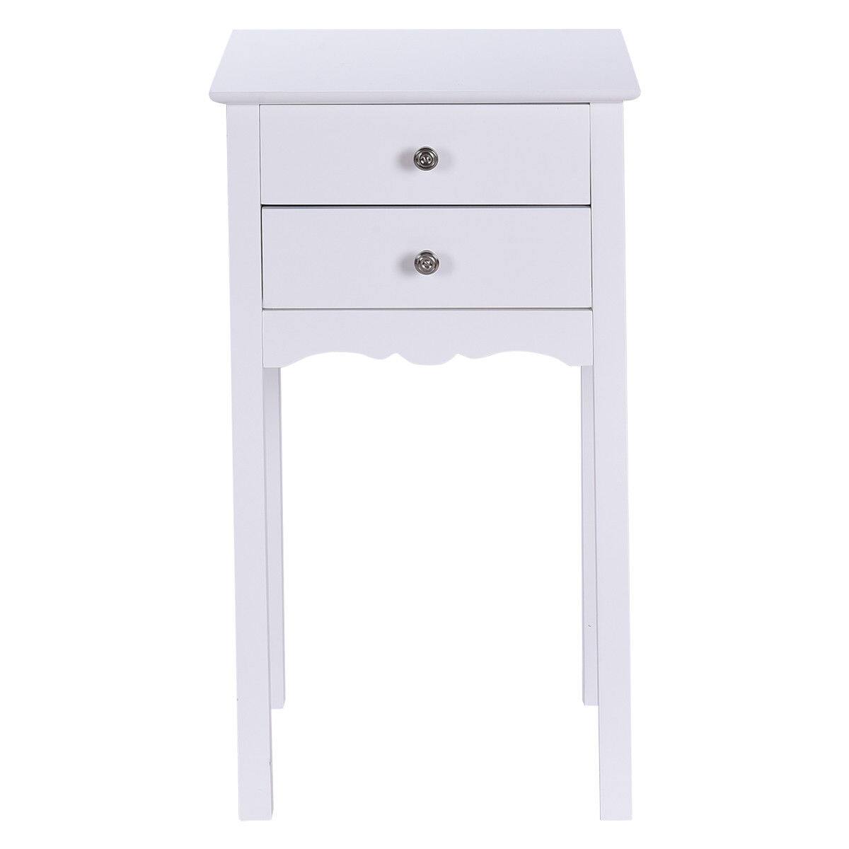 Alt View 4. Gymax - Gymax 2 PCS Side Table End Accent Table Night Stand W/ 2 Drawers White - White.
