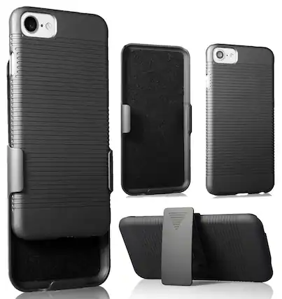 Front. Nakedcellphone - Case and Belt Clip Holster for iPhone 8 - Black.