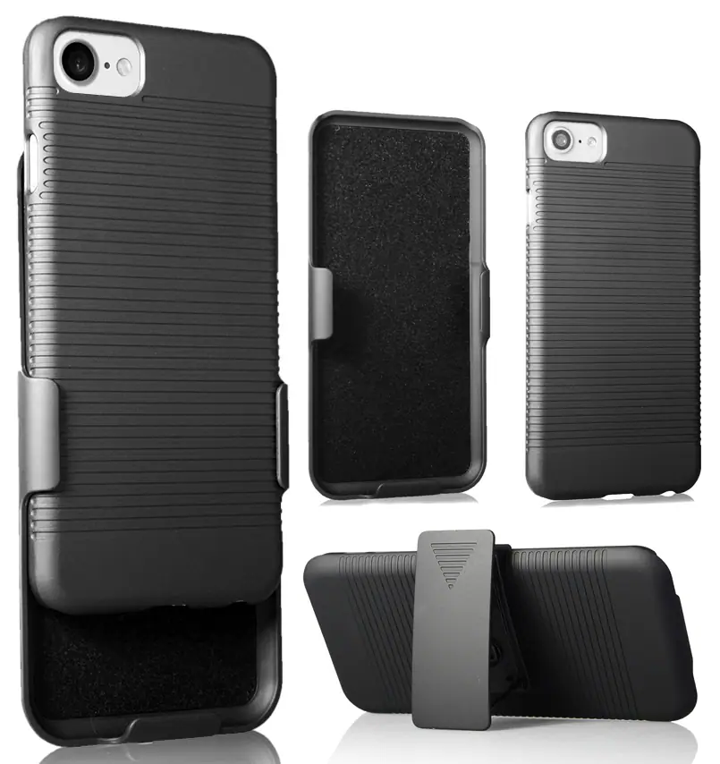 Front. Nakedcellphone - Case and Belt Clip Holster for iPhone 8 - Black.