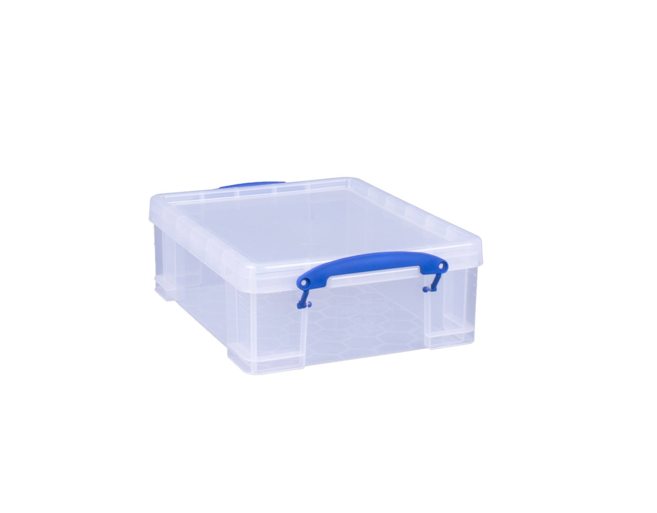 Really Useful Box - 8.1L Plastic Storage Container w/Snap Lid & Clip Lock Handle - Clear