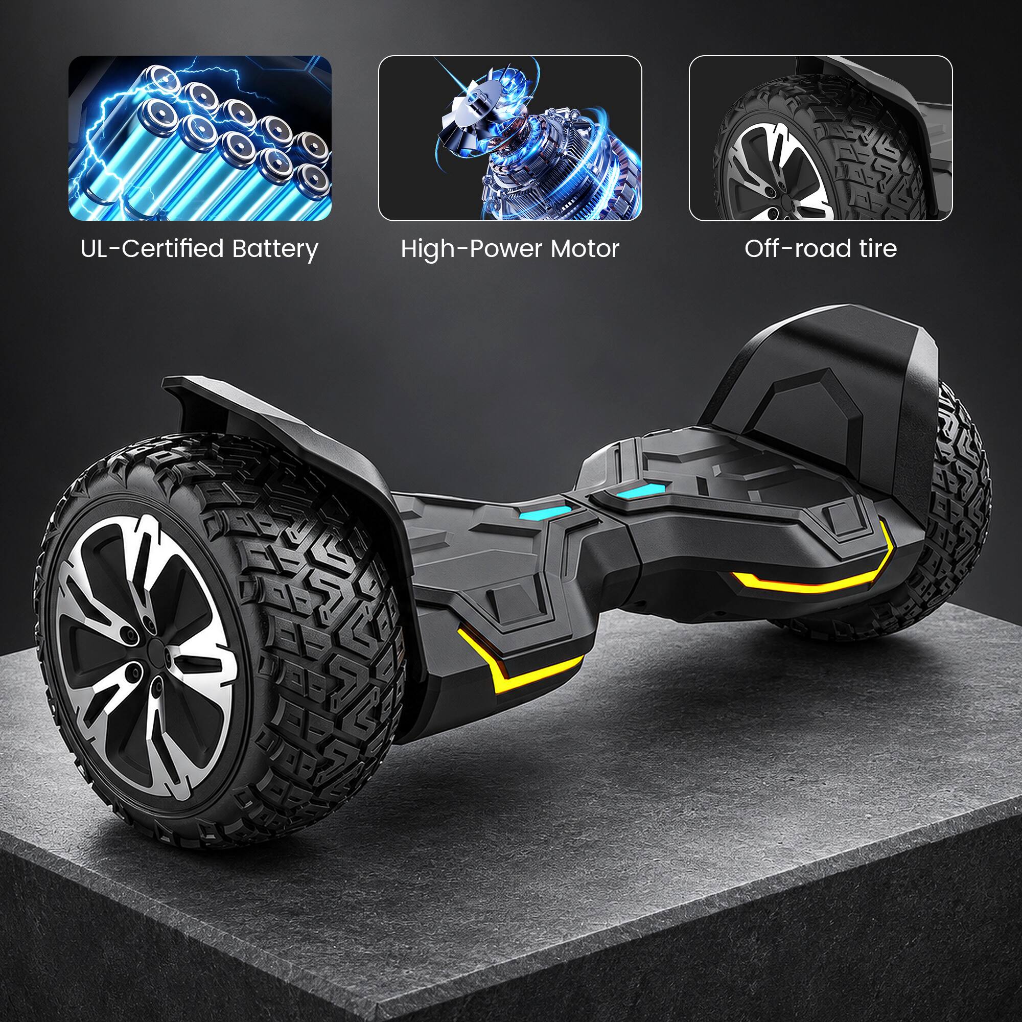 UL-Certified Battery  
High-Power Motor  
Off-road tire