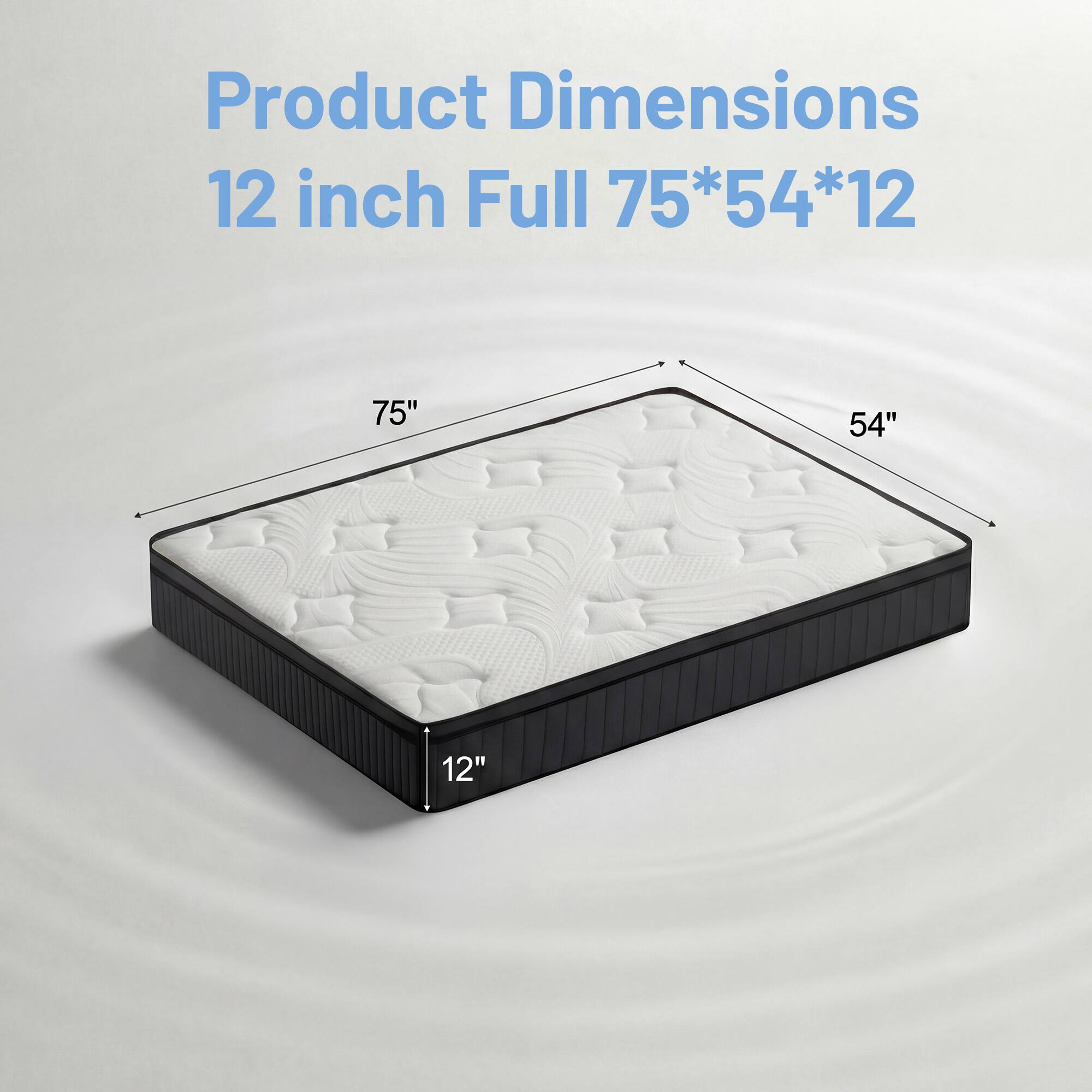 Product Dimensions  
12 inch Full 75*54*12

75"  
54"  
12"
