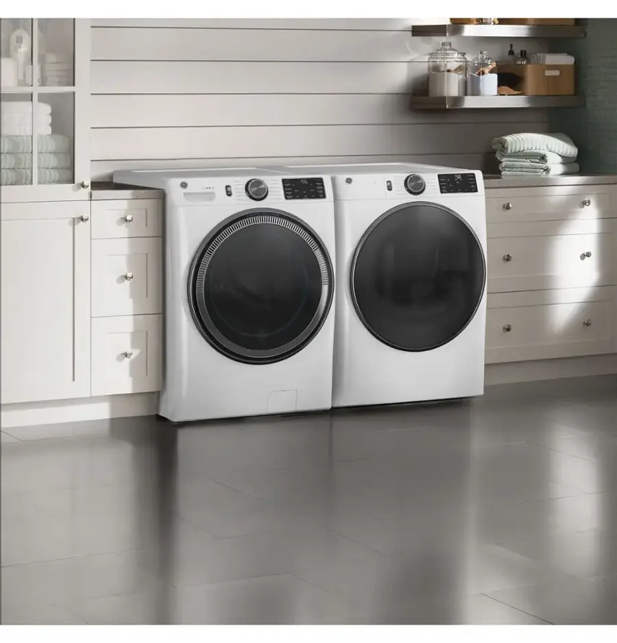 Alt View 11. GE - 5.0 Cu. Ft. High-Efficiency Stackable Smart Front Load Washer with Steam and SmartDispense - White.