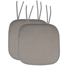 Sweet Home Collection - Honeycomb Memory Foam Non-Slip 16" x 16" Chair Cushion Pad with Ties, 2-Pack - Silver