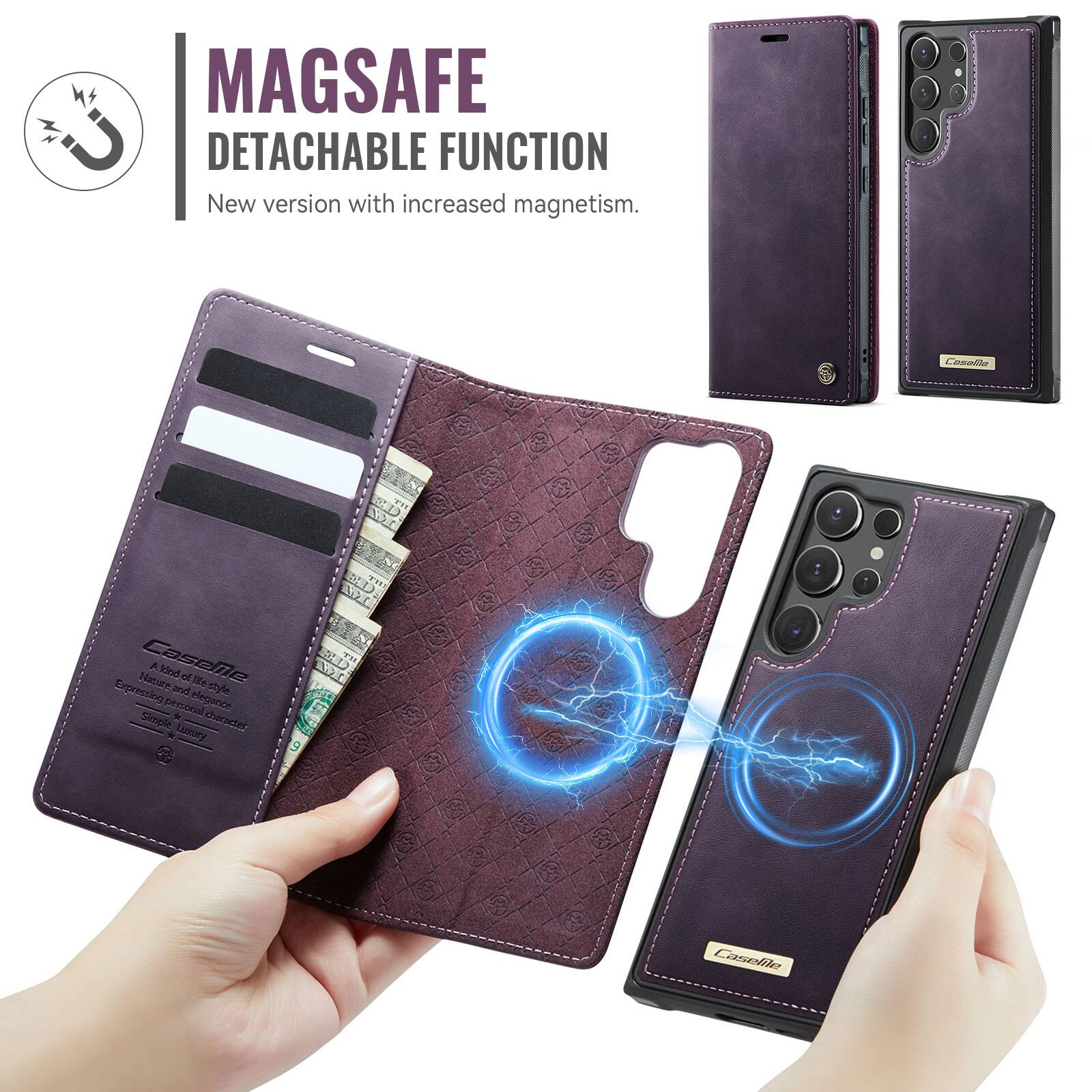 MAGSAFE DETACHABLE FUNCTION  
New version with increased magnetism.  

Casella  
Expressing Nature Caseme A Kind of personal elegance Simple Luxury character