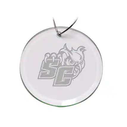 Front. Jardine - Southern Connecticut State Owls 3'' Glass Round Ornament - Multicolor.