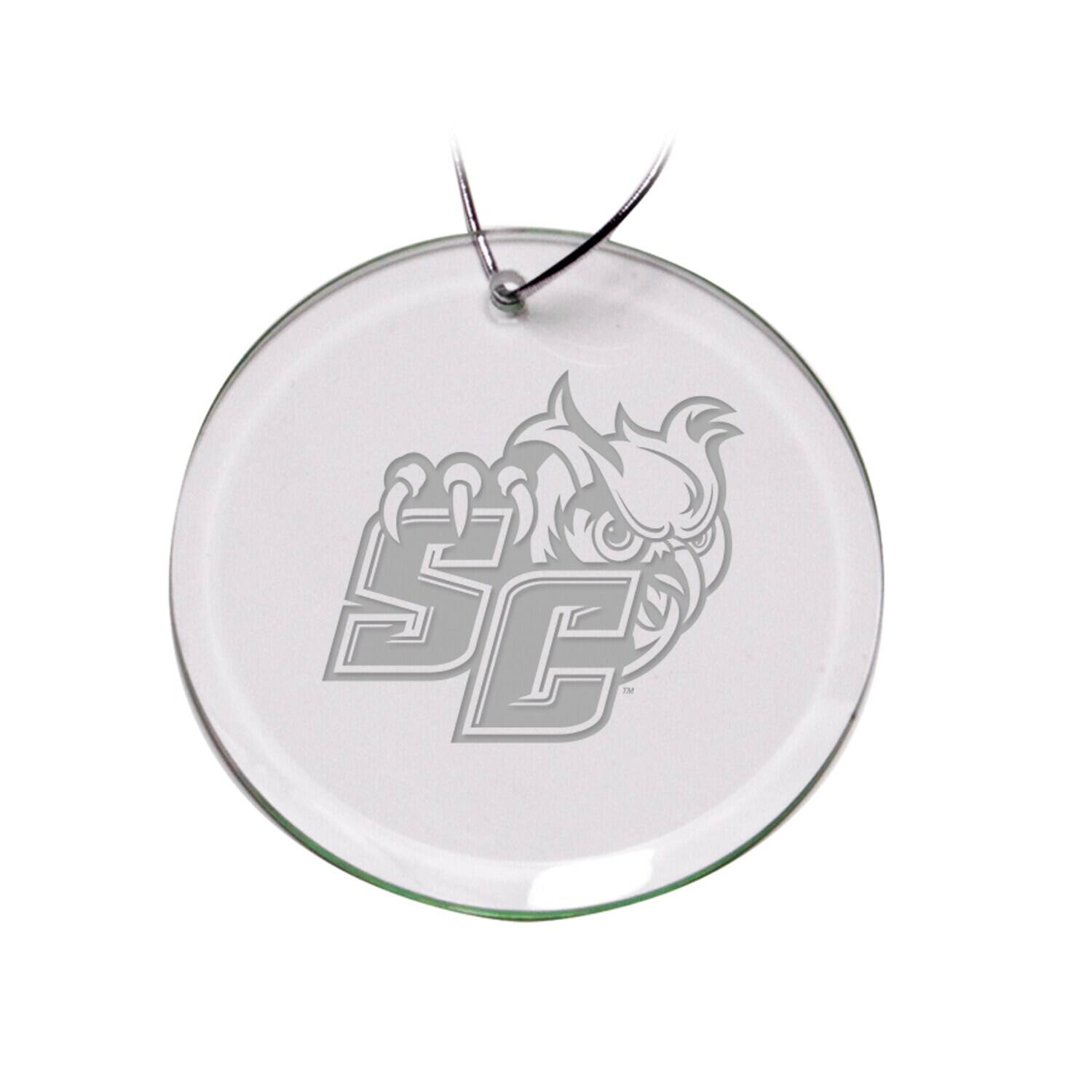 Front. Jardine - Southern Connecticut State Owls 3'' Glass Round Ornament - Multicolor.