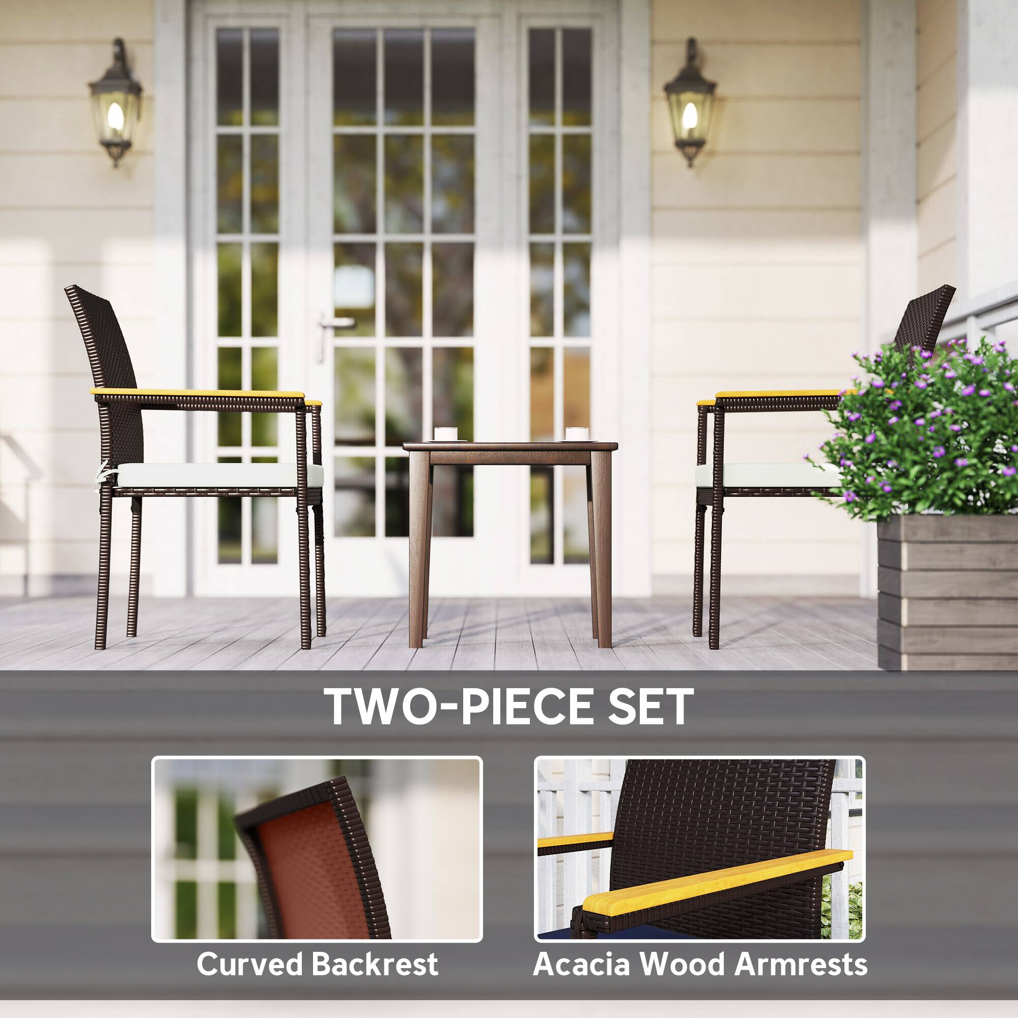 TWO-PIECE SET
Curved Backrest
Acacia Wood Armrests