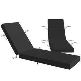 Outsunny - of 2 Chaise Lounge Cushion, 4" Thick Outdoor Lounge Chair Cushions with Ties for Patio - Gray