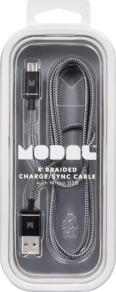 Alt View 1. Modal™ - 4' Braided Micro USB Cable - Gray.
