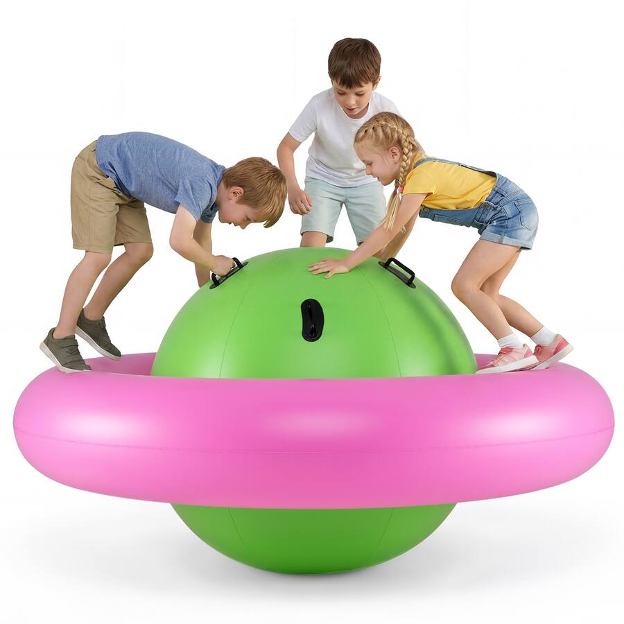 Costway 7.5 FT Inflatable Dome Rocker Bouncer with 6 Handles Fun ...