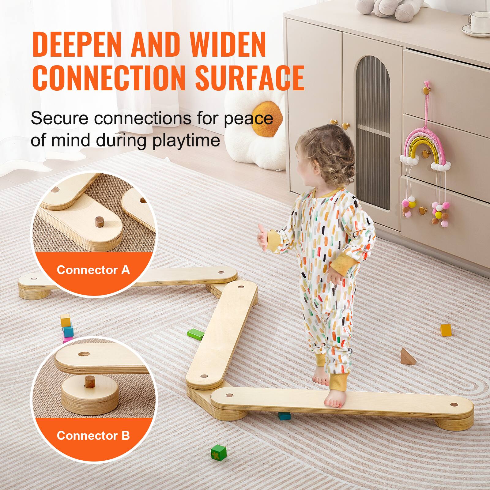 DEEPEN AND WIDEN CONNECTION SURFACE

Secure connections for peace of mind during playtime

Connector A

Connector B