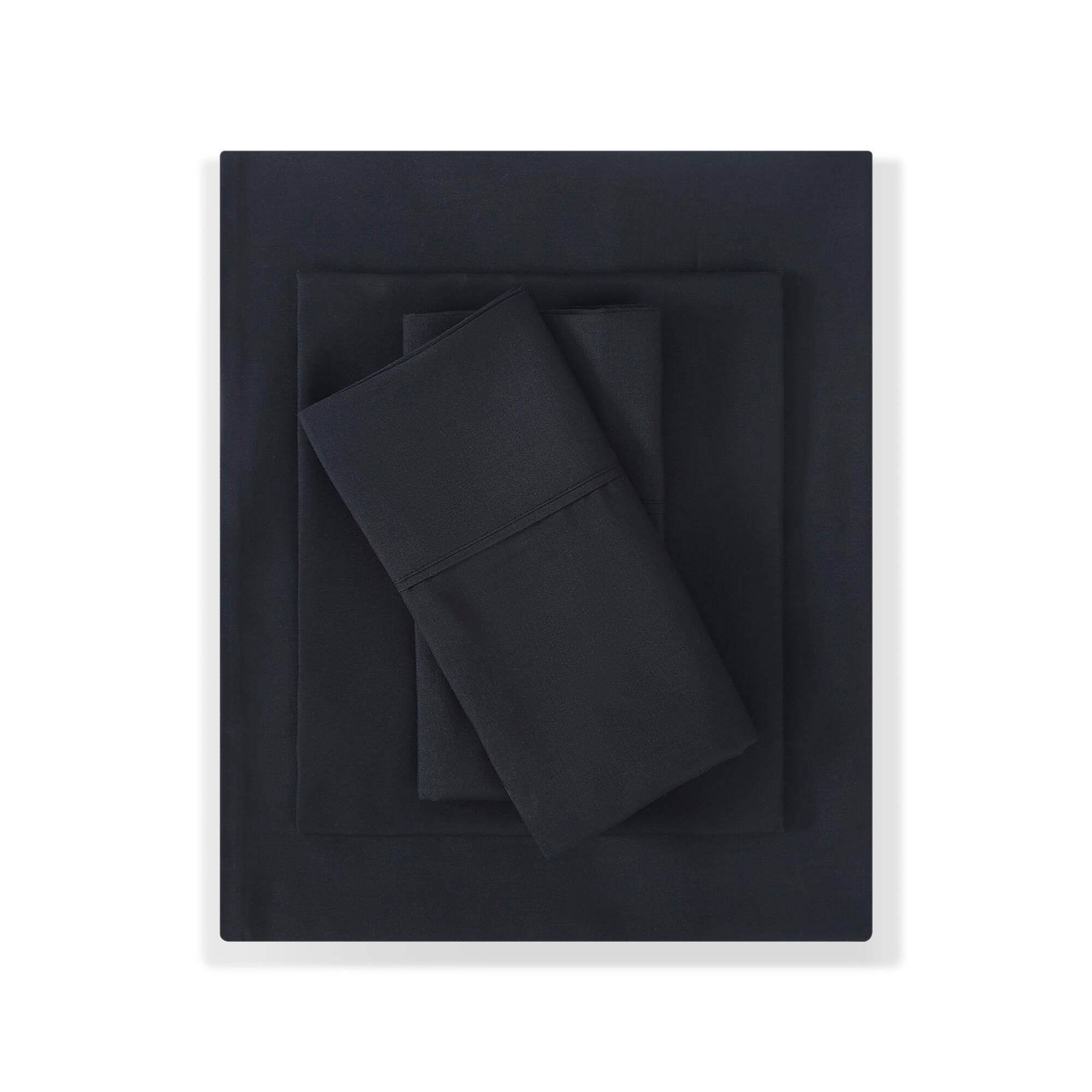 Back. Sweet Home Collection - All Season Reversible Bed-in-A-Bag Solid Color Comforter & Sheet Set, Queen - Black.
