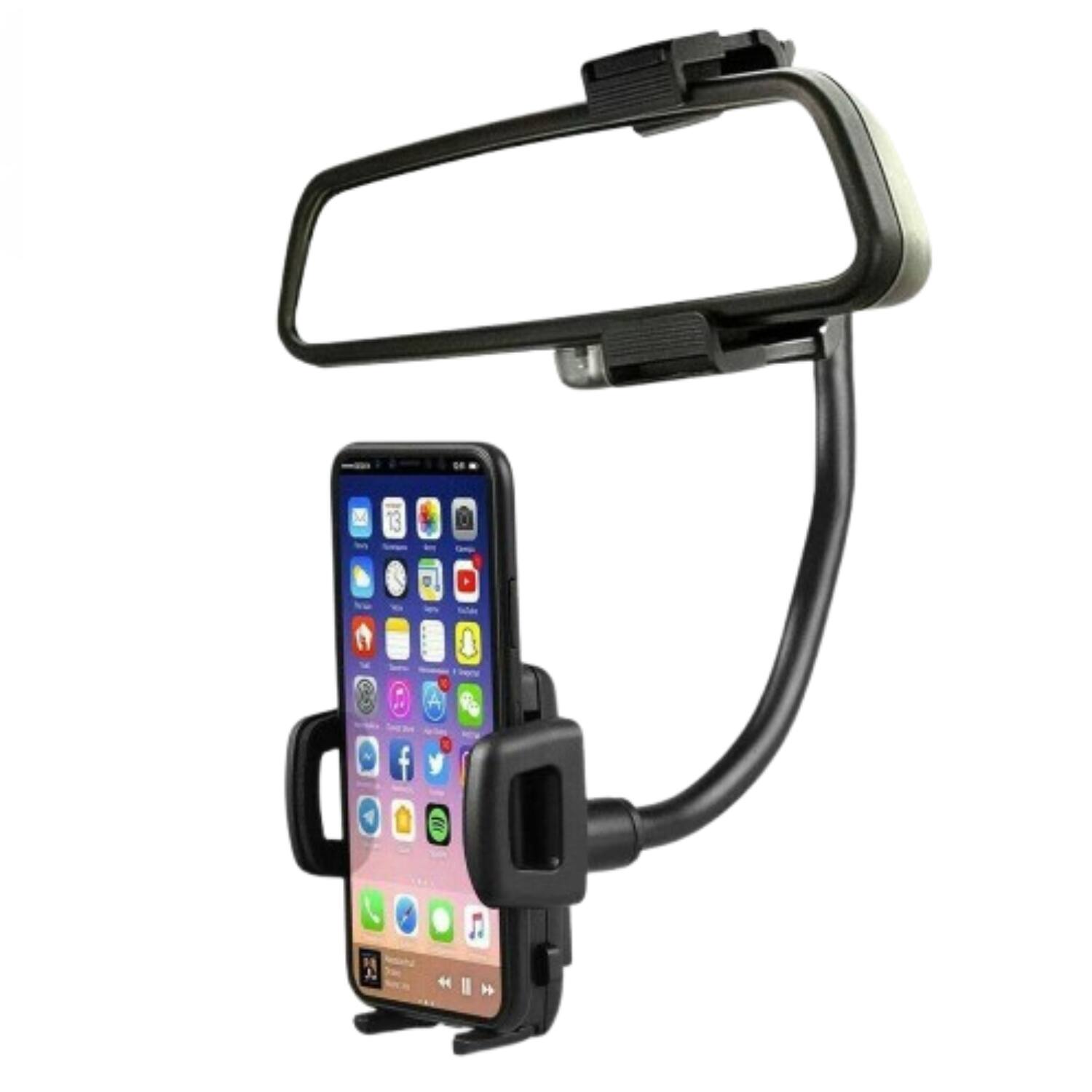 Angle. Stock Preferred - Universal 360° Car Rearview Mirror Mount Holder - Black.