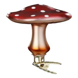 Inge Glas - Forest Mushroom Clip on German Glass Ornament FREE BOX 3.8 Inch - Green