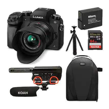 LUMIX G 14-42mm 2.8-5.6 ASPH.
Ultimax TBLEN RU
Rechargeable Battery BLC12
SanDisk Extreme PRO 64GB 200MB/s
KOAH Microphone
KOAH Camera Bag
UltimaxX Battery BLC12
Panasonic BLC12 Replacement