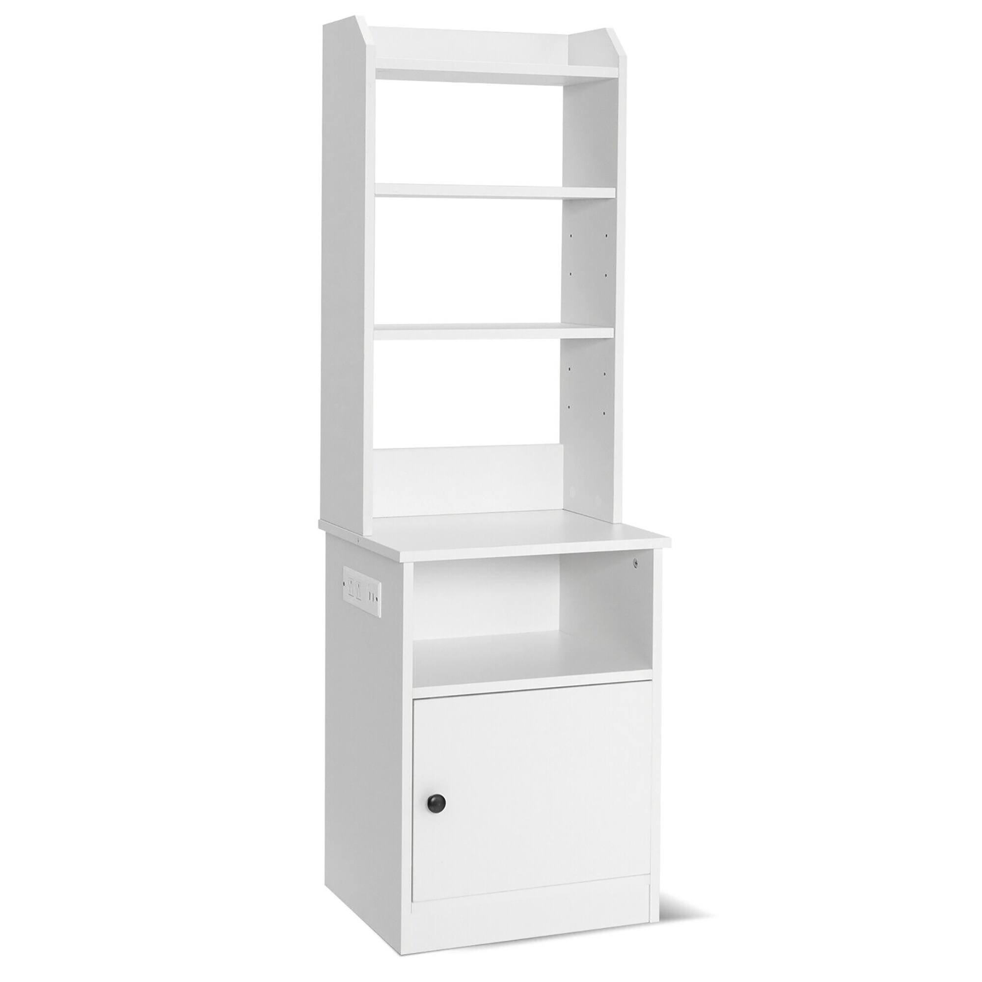 Alt View 9. Gymax - Gymax Nightstand Bedside End Side Table Bookshelf w/ Charging Station White - White.