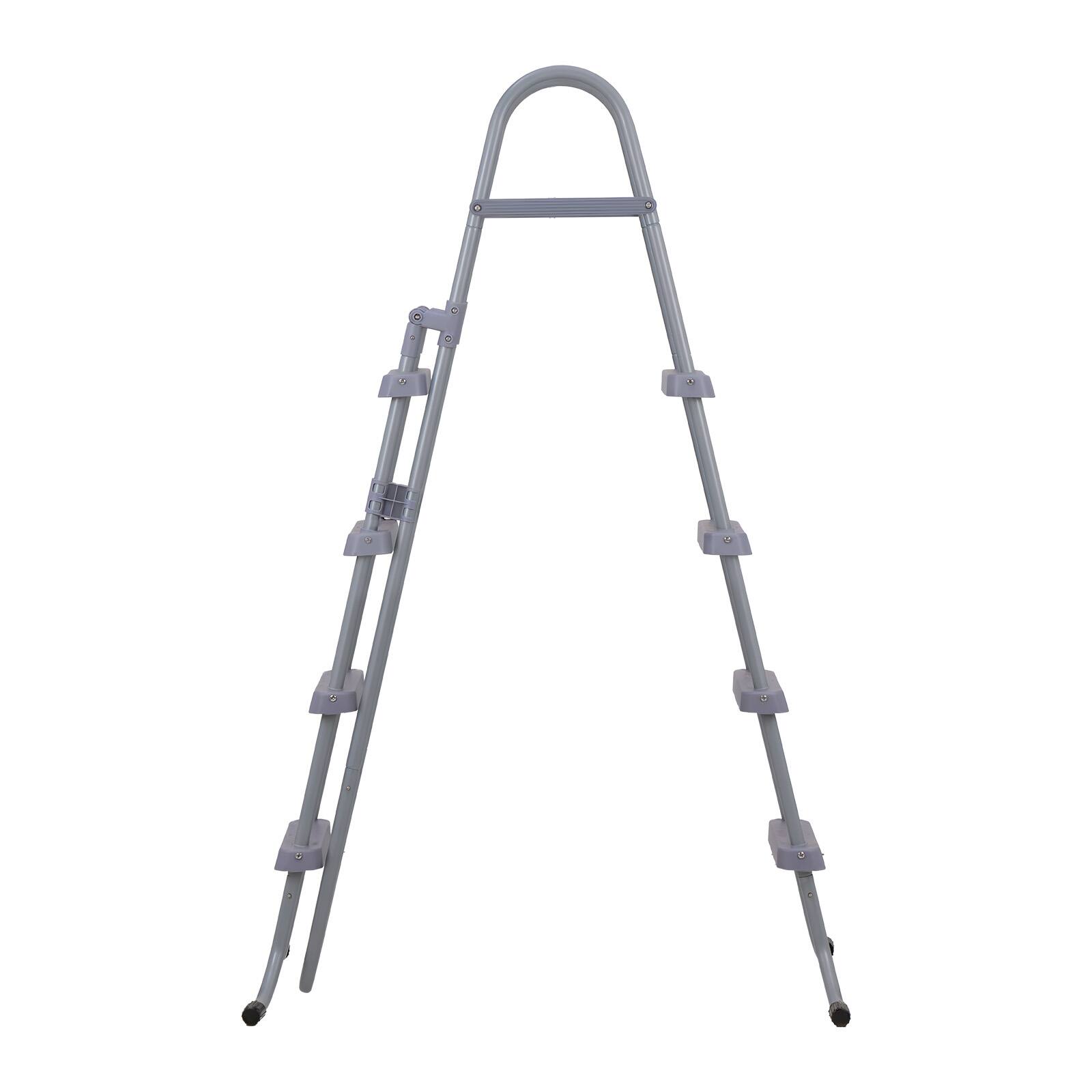 Alt View 5. VEVOR - Above Ground Pool Ladder, 4-Step Steel A-Frame Swimming Pool Stairs for 52 in High Wall, 300 lbs Capacity Entry/Exit - Gray.