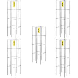VEVOR - Tomato Cages, 11.8" x 11.8" x 46.1", 5 Packs Square Plant Support Cages, PVC-coated Steel Tomato Towers - Silver