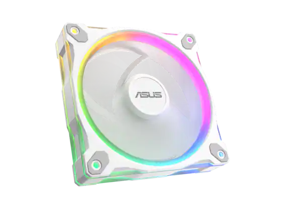 Front. ASUS - ASUS Prime MR120 ARGB Fan - White, 28mm Frame, PWM, 20 ARGB LEDs, Aura Sync - white.